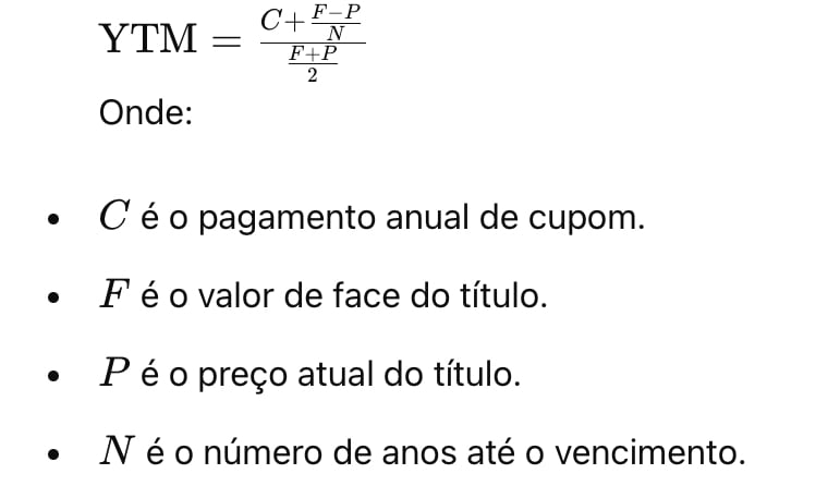 Fórmula do YTM